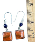 Sponge Coral & Lapis Solid 925 Sterling Silver Earrings
