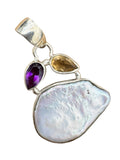 Pearl Multi-Stone Solid 925 Sterling Silver Pendant