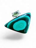 Malachite & Peridot Solid 925 Sterling Silver Pendant