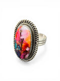 Kingman Pink Dahlia Turquoise Solid 925 Sterling Silver Ring 6
