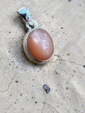 Peach Moonstone Solid 925 Sterling Silver Pendant