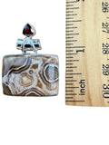 Ocean Jasper & Garnet Solid 925 Sterling Silver Pendant