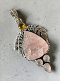 Rose Quartz Silver Overlay Pendant