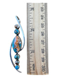Kingman Turquoise & Spiny Oyster Solid 925 Sterling Silver Pendant