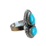 Kingman Turquoise Solid 925 Sterling Silver Ring 10
