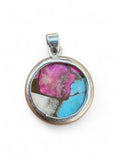 Kingman Cotton Candy Turquoise Solid 925 Sterling Silver Pendant