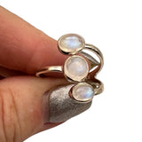 Rainbow Moonstone Solid 925 Sterling Silver Ring 9-10