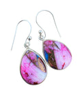 Kingman Pink Dahlia Turquoise Solid 925 Sterling Silver Earrings