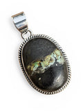 Black Jack Turquoise Solid 925 Sterling Silver Pendant