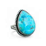 Kingman Turquoise Solid 925 Sterling Silver Ring 7