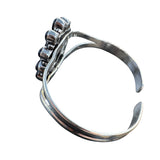 Blue Sandstone Flower Solid 925 Sterling Silver Cuff Bracelet