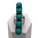 Long Turquoise Solid 925 Sterling Silver Ring
