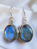 Faceted Labradorite Solid 925 Sterling Silver Earrings