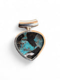 Kingman Turquoise & White Buffalo Solid 925 Sterling Silver Pendant