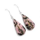Rhodonite Solid 925 Sterling Silver Earrings