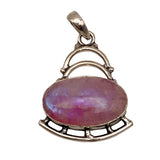 Pink Rainbow Moonstone Solid 925 Sterling Silver Pendant