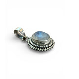 Faceted Rainbow Moonstone Solid 925 Sterling Silver Pendant