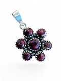 Kingman Red Rose Dahlia flower Solid 925 Sterling Silver Pendant