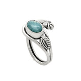 Larimar Solid 925 Sterling Silver Ring Adjustable