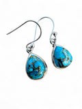 Kingman Blue Copper Turquoise Solid 925 Sterling Silver Earrings