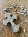 Flower Coral Cross Solid 925 Sterling Silver Statement Pendant with 18” Chain