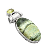 Larsonite & Peridot Solid 925 Sterling Silver Pendant