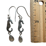 SEAHORSE Labradorite Solid 925 Sterling Silver Earrings