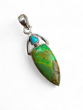 Kingman Green & Blue Turquoise Solid 925 Sterling Silver Pendant