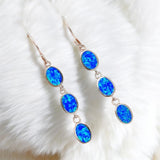 Blue Fire Opal Solid 925 Sterling Silver Earrings