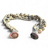 Dalmatian Jasper Magnetic beaded Bracelet 7.5 inch