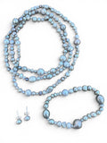 Freshwater Pearl Necklace Bracelet Earrings Set - gray