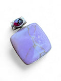 Phosphosiderite & Garnet Solid 925 Sterling Silver Pendant
