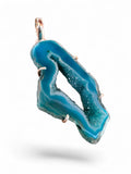 Blue Solar Quartz Geode Silver Overlay Pendant