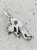 Kokopelli Amethyst Solid 925 Sterling Silver Pendant