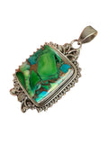 Kingman Peacock Dahlia Solid 925 Sterling Silver Pendant