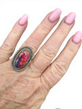 Kingman Pink Dahlia Turquoise Solid 925 Sterling Silver Ring 7