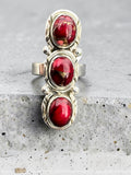 Kingman Red Rose Dahlia Solid 925 Sterling Silver Ring 6
