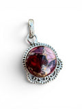 Kingman Red Rose Dahlia Solid 925 Sterling Silver Pendant