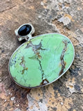 Variscite & Lapis Solid 925 Sterling Silver Pendant
