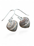 Heart Fordite Solid 925 Sterling Silver Earrings