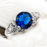 Lab Sapphire Solid 925 Sterling Silver Ring 7