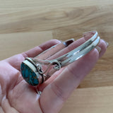 Kingman Copper Turquoise Solid 925 Sterling Silver Cuff Bracelet