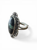 Black Jack Turquoise Solid 925 Sterling Silver Ring 9