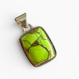 Kingman Lime Green Turquoise Solid 925 Sterling Silver Pendant