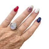 Rainbow Moonstone Solid 925 Sterling Silver Ring 8.5