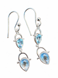 Blue Topaz Solid 925 Sterling Silver Earrings