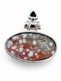 Ocean Jasper & Onyx Solid 925 Sterling Silver Pendant