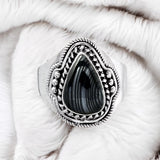 Crown of Psilomelane Solid 925 Sterling Silver Ring 8.5