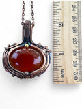 Carnelian Copper wrapped Pendant with chain 22”