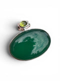 Green Onyx & Peridot Solid 925 Sterling Silver Pendant